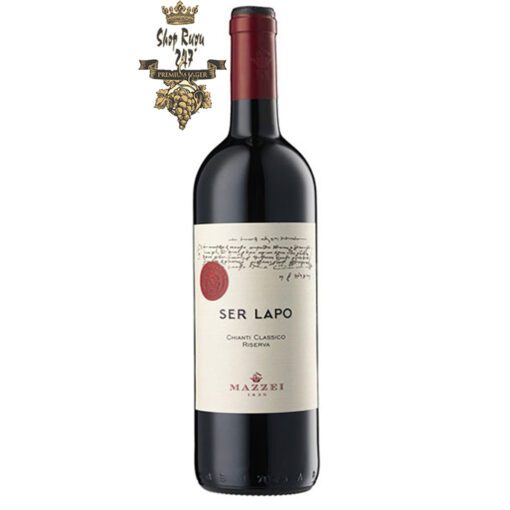 Rượu Vang Mazzei Chianti Classico Reserve SER LAPO khi nhìn sẽ thấy có màu đỏ tươi đem