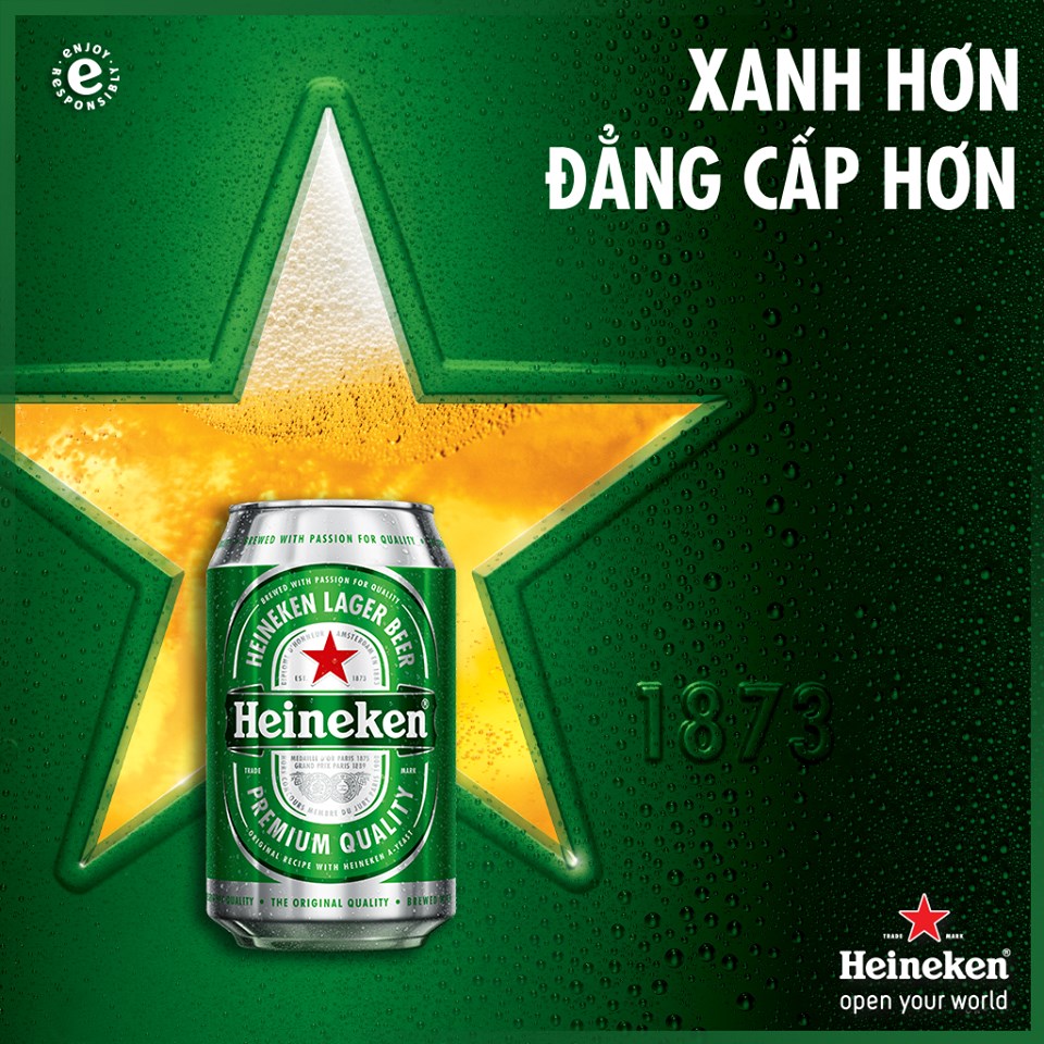 Bia Heineken 5% lon 330 ml