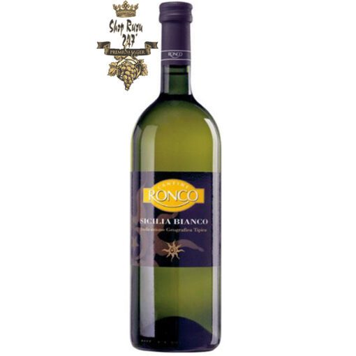 Rượu vang Ý Ronco Sicilia IGT 1L white  ủ từ những loại nho Catarratto - Grecanico, Gruppo Cevico Soc, Ý.