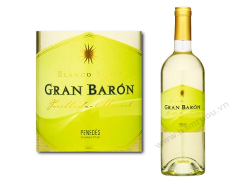 Rượu Vang Tây Ban Nha Gran Baron Blanco Suave Có mầu vàng nhạt ánh xanh. Hương thơm từ quả bưởi, cam, chanh