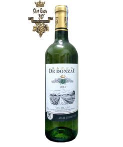 Rượu Vang Trắng Pháp Baron De Donzac Vin Blanc có mầu vàng nhạt . Hương thơm của các loại trái cây như táo, dứa, mận