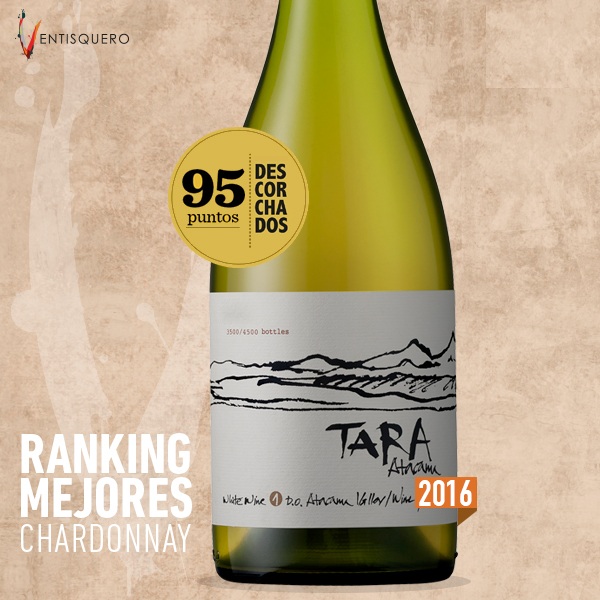 Vang Chile Trắng Tara Atacama Chardonnay có màu vàng đậm. Hương thơm tươi sáng của quả mơ, anh đào, dưa, dứa, bưởi, cam và vani