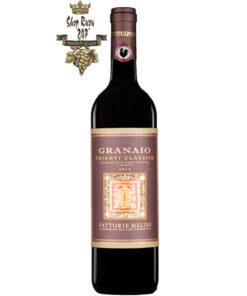 Rượu Vang Đỏ Melini Chianti Classico Granaio có mầu đỏ ruby mạnh mẽ. Hương thơm mạnh mẽ của quả mọng và nho chín và gợi ý của vani và hương hoa