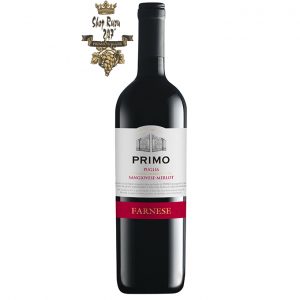 Rượu Vang Đỏ FARNESE Primo Sangiovese – Merlot có mầu đỏ của ruby. Hương thơm mãnh liệt và dai dẳng của trái cây anh đào, mận và mùi hương vani .