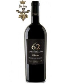 Rượu vang Ý Đỏ 62 Anniversario Primitivo (ảnh bởi shopruou247.com)