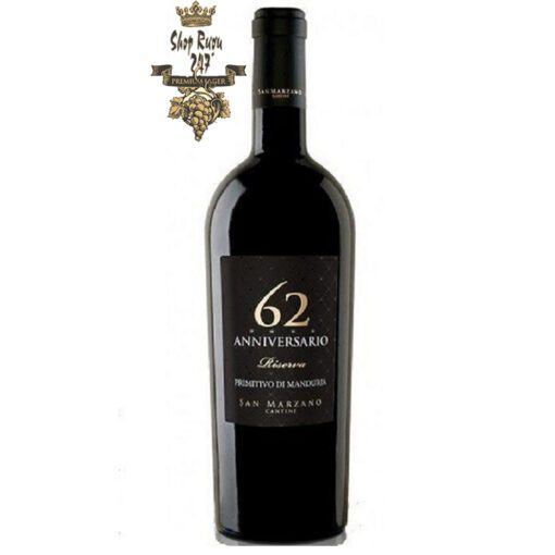 Rượu vang Ý Đỏ 62 Anniversario Primitivo (ảnh bởi shopruou247.com)