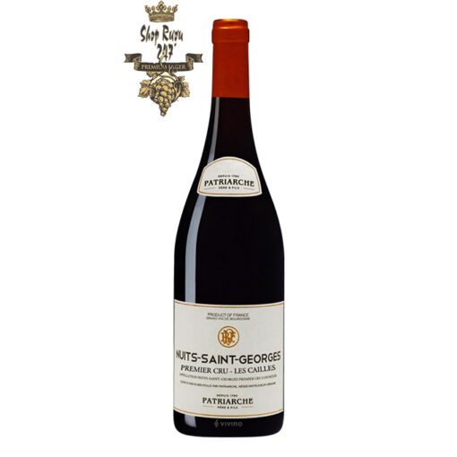 Rượu Vang Pháp Patriarche Nuits Saint Georges Les Cailles có mầu đỏ ruby đẹp mắt. Hương thơm của các loại trái cây như quả lý đen, phúc bồn tử