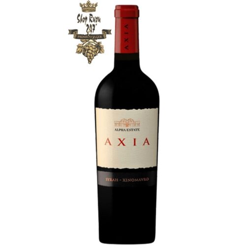 Rượu vang Hi Lạp Alpha Estate Axia Syrah Xinomavro với hương vani, tannin tròn, độ axit cân bằng và tông màu gỗ