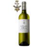Rượu vang Pháp Le Dauphin D’Olivier 2nd wine Château Olivier Pessac Leognan White, được là sự pha trộn giữa các loại nho Sauvignon Blanc – Semillon,