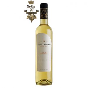 Vang Trắng SANTA CAROLINA Late Harvest Sauvignon Blanc có mầu vàng nhạt. Hương thơm của các loại quả đào, cam quýt, cây kim ngân hoa