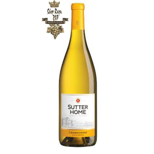 Rượu Vang Trắng Mỹ Sutter Home Chardonnay có mầu vàng rơm đẹp mắt. Chào đón một loạt các hương vị thơm ngon