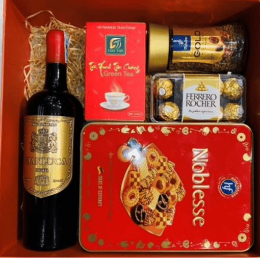 Thông Tin Sản Phẩm: Quà Tết Rượu Vang Ý Gianluca bánh kẹo nhập khẩu
