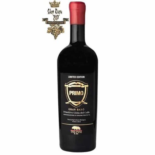 Vang Đỏ Ý Trepini PRIMO Gran Baro Limited Edition là một chai rượu nằm trong bộ sưu tập những chai vang mang số 15,16,17,18 có hình vương miện