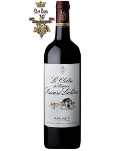 Vang Pháp Château Prieuré-Lichine Le Cloître Margaux 2014 có màu đỏ đậm rất đẹp mắt. Đây là một loại rượu có mùi thơm