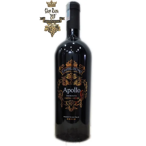 Rượu Vang Ý Castel D’oro Apollo Primitivo IGT mang màu đỏ hồng ngọc tuyệt đẹp đặc trưng của giống nho Primitivo. Hương thơm và hương vị tròn đầy